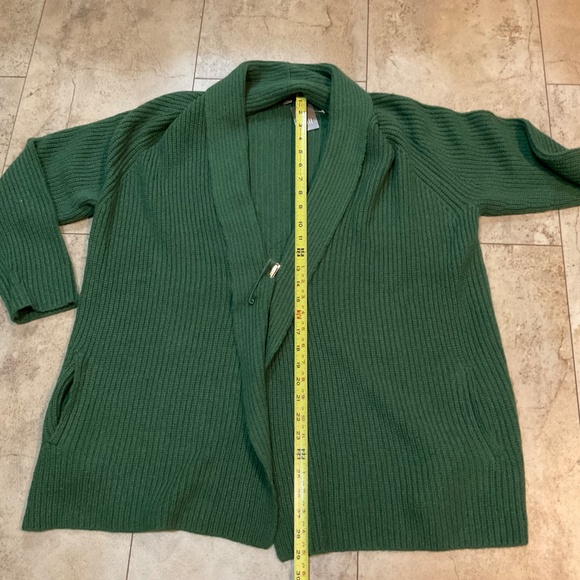 J. Jill Alpaca Wool Blend Cardigan Safety Pin Closure Dark Green NWT Sz L - Picture 8 of 13